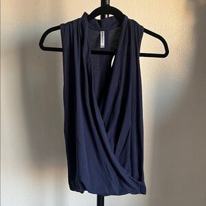 Fabletics Dark Blue Draped Tank Top